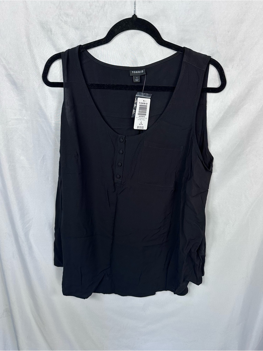 Torrid Challis Henley Pocket Sleeveless Tank Size 1 NWT